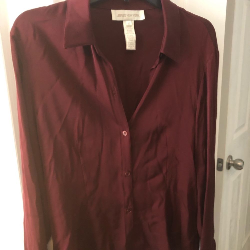 Jones New York Silk Top - flare cuff, Size 12